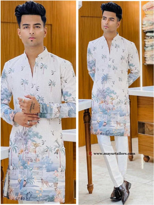 CRYSTALREVENUE Men Embroidered Straight Kurta(Multicolor)