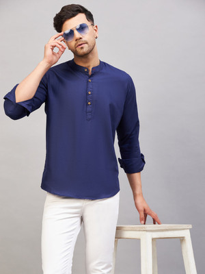 VASTRAMAY Men Solid A-line Kurta(Blue)