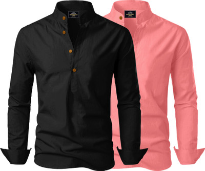Kavyangle Creation Men Solid Straight Kurta(Black, Multicolor)