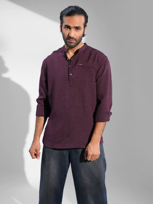 Estilocus Men Solid Straight Kurta(Purple)