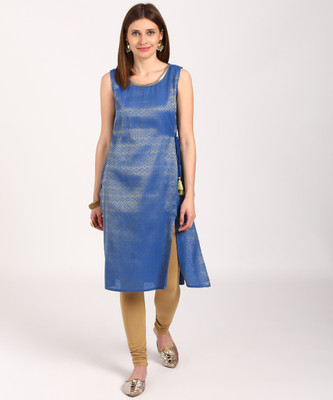 Aurelia Women Self Design Straight Kurta(Blue)
