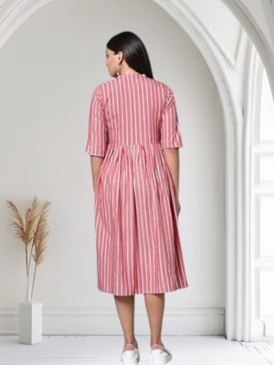 Houseofcommonv Women Printed A-line Kurta(Pink)
