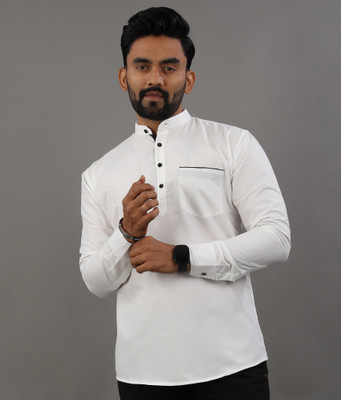 SOPANI Men Solid Straight Kurta(White)