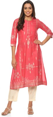 BIBA Women Solid Straight Kurta(Pink)