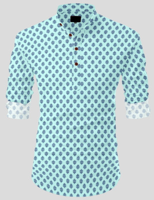 SOPANI Men Printed A-line Kurta(Light Green)