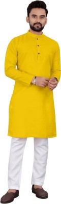 PROFISOL Men Solid Straight Kurta(Yellow)