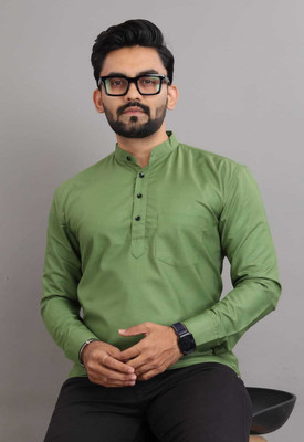 Nnc Men Solid Straight Kurta(Light Green)