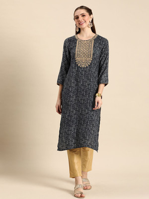 ANOUK Women Embroidered Straight Kurta(Multicolor)