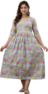Gora Laxmi Women Floral Print Anarkali Kurta(Multicolor)