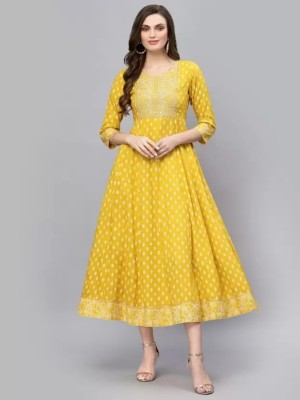 Jollity Women Ethnic Dress Yellow Dress