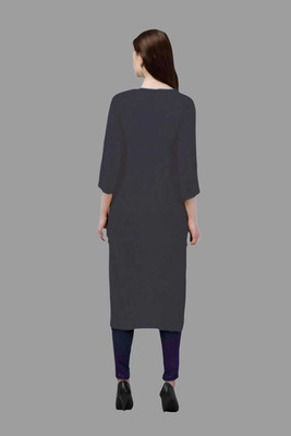 Coft Women Solid Straight Kurta(Grey, Maroon)