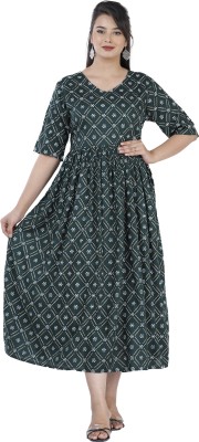 AARTI FASHION Women Printed Anarkali Kurta(Green)