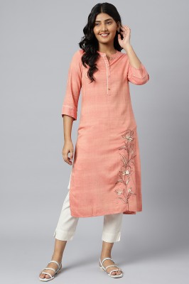 Aurelia Women Self Design Straight Kurta(Orange)