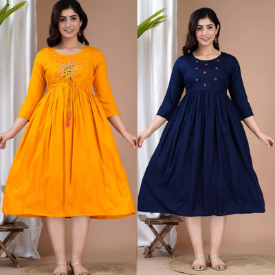 Priyas Creation Women Embroidered Anarkali Kurta(Multicolor)