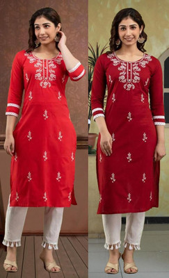 SISTO Women Chikan Embroidery A-line Kurta(Multicolor)