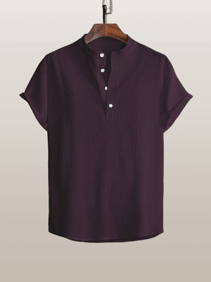 WUXI Men Solid Straight Kurta(Purple)