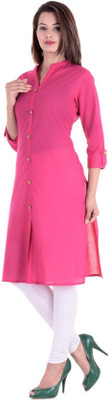 NeeloKurtis Women Solid Straight Kurta(Pink)