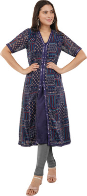 Edla Women Printed Anarkali Kurta(Blue)