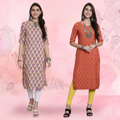 EthnicBasket Women Printed Straight Kurta(Multicolor)