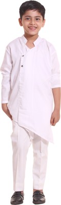 Greyash Boys Solid Asymmetric Kurta(White)