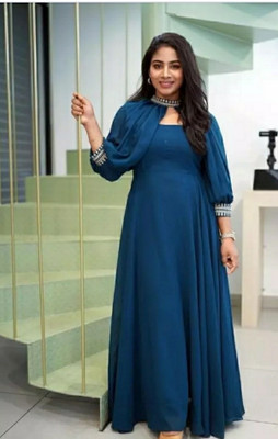 Maheshvar Women Solid A-line Kurta(Light Blue)