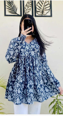 RTcollex Women Floral Print, Printed Anarkali Kurta(Blue)