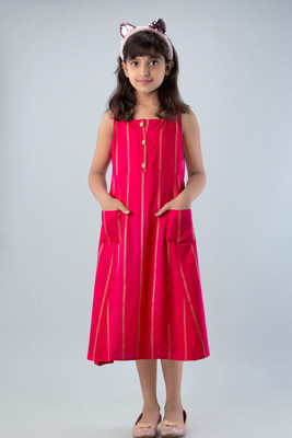DMP EXPORT Girls Striped Flared Kurta(Multicolor)