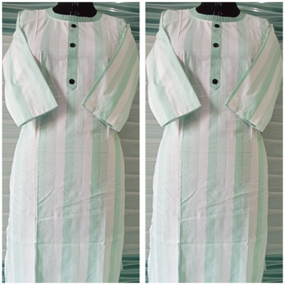 Misba collection Women Printed Straight Kurta(Light Green, White)