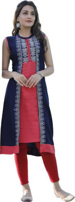 Women Kurti Women Embroidered, Floral Print Straight Kurta(Red)