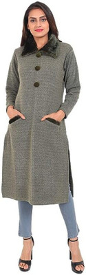 Hautemda Women Self Design A-line Kurta(Grey)