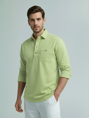 Vashuqi Men Solid A-line Kurta(Green)