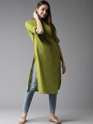 ESPEN Women Solid A-line Kurta(Green)