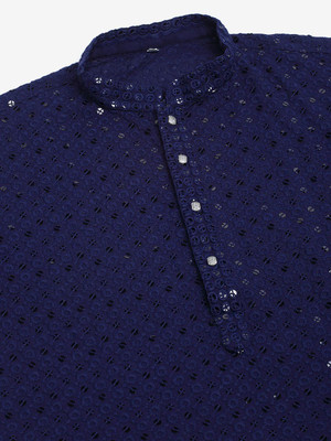 ShivLeela Men Chikan Embroidery A-line Kurta(Purple)