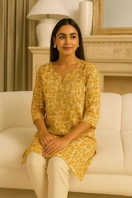 Satya Women Solid Straight Kurta(Yellow)