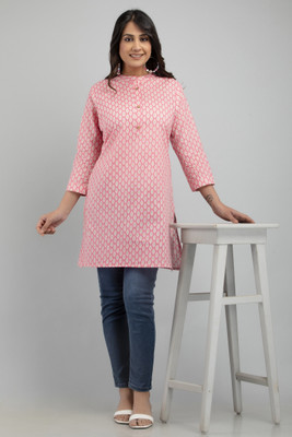 JASORIYA Women Printed Straight Kurta(Pink)