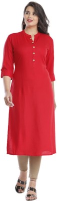 Manvi Enterprises Women Solid Straight Kurta(Red)