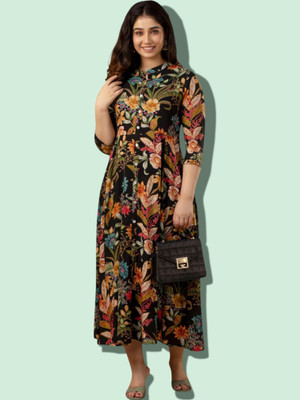 flexflow Women Printed Straight Kurta(Multicolor)