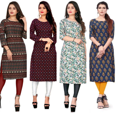 MIROSELLY CREATION Women Geometric Print, Printed Straight Kurta(Multicolor)