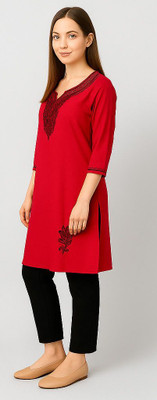 RuhisCollection Women Embroidered A-line Kurta(Multicolor)