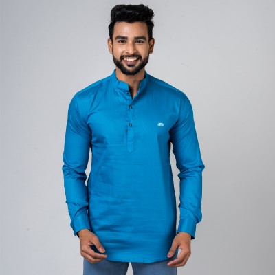 FAIR-MAN Men Solid A-line Kurta(Light Blue)