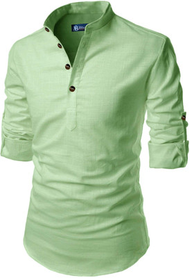 BHUVIKOO Men Solid A-line Kurta(Dark Green)