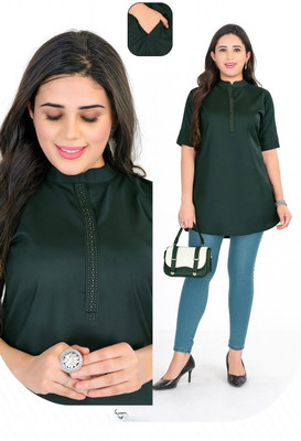 ZANKAR CREATION Women Solid Straight Kurta(Green)