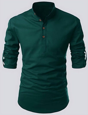 Wearbird Men Solid Straight Kurta(Green)