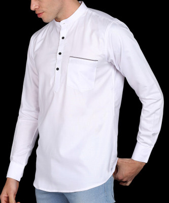 MILDIN Men Solid Straight Kurta(White)