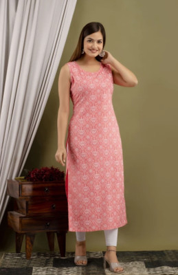 S K KANANI Women Printed A-line Kurta(Dark Blue)