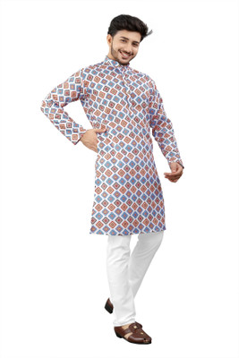DHASU TRENDZ Men Printed Straight Kurta(Multicolor)