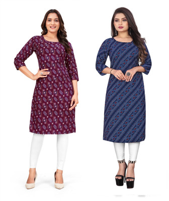 deshmi fashion Women Printed Straight Kurta(Multicolor)