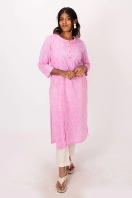 Avishya Women Solid A-line Kurta(Pink)