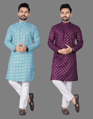 DHASU TRENDZ Men Printed Straight Kurta(Multicolor)