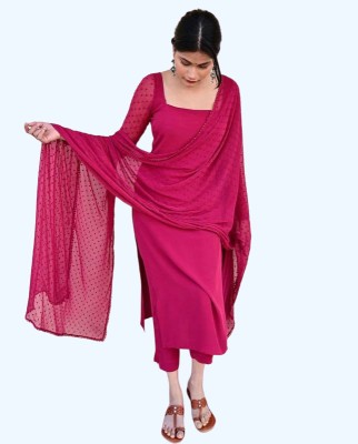 Tejasvi Fashion Women Solid Straight Kurta(Pink)